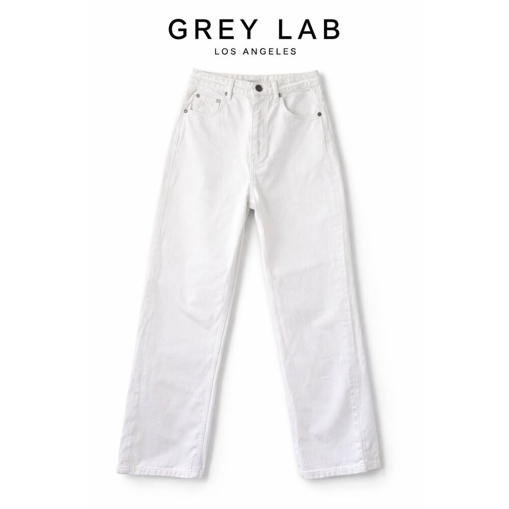 Grey Lab Los Angeles White Jeans Size 27‎ High Rise Straight Wide Leg Denim